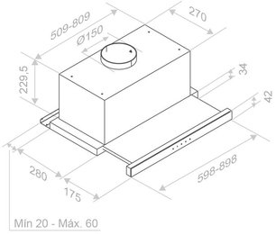 Встраиваемая вытяжка Pando IES/60 IX TOUCH CT NEGRO 850 SEC фото 4 в Новосибирске