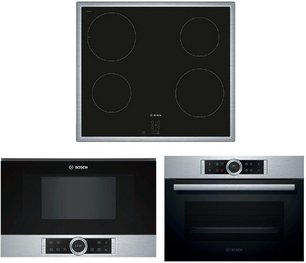 Bosch (духовой шкаф CBG675BS3 + варочная панель PUG64RAA5E + микроволновая печь BEL634GS1) фото в Новосибирске