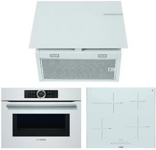 Bosch (духовой шкаф CMG633BW1 + варочная панель PIF672FB1E + вытяжка DWF65AJ20T) фото в Новосибирске