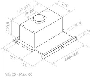 Встраиваемая вытяжка Pando IES/90 IX TOUCH CT BLANCO 850 SEC фото 4 в Новосибирске