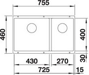 Мойка Бланко SUBLINE 430/270-U с отводной арматурой InFino® черный фото 4 в Новосибирске Мойка Blanco SUBLINE 430/270-U с отводной арматурой InFino® черный фото 4 в Новосибирске