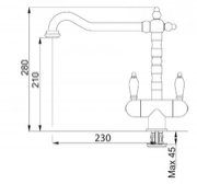 Смеситель Franke Old England золото (с двумя ручками) фото 3 в Новосибирске
