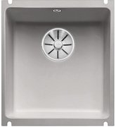 Мойка Бланко SUBLINE 375-U керамика отводная арматура InFino® серый алюминий фото в Новосибирске Мойка Blanco SUBLINE 375-U керамика отводная арматура InFino® серый алюминий фото в Новосибирске