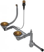 Арматура с клапаном-автоматом для полуторачашевых моек с круглым переливом Omoikiri WK-1.5-CL-R-A AB фото в Новосибирске