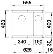 Мойка BLANCO SUBLINE 340/160-U Silgranit антрацит, чаша справа фото 3 в Новосибирске