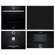Bosch (варочная панель PVQ695HC1Z + духовой шкаф HBG633BB1 + микроволновая печь BFR634GB1 + кофемашина CTL636EB6)